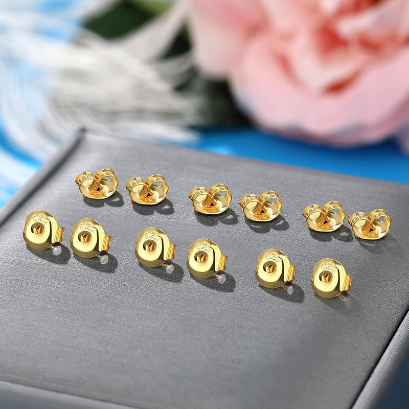 Formulen 14K Gold Plated Silver Earring Backs Replacements - Hypoallergenic Earring Backs for Studs, Secure Ear Locking for Stud Earrings Ear Nut for Posts, 12Pcs/6 Pair - Image 5